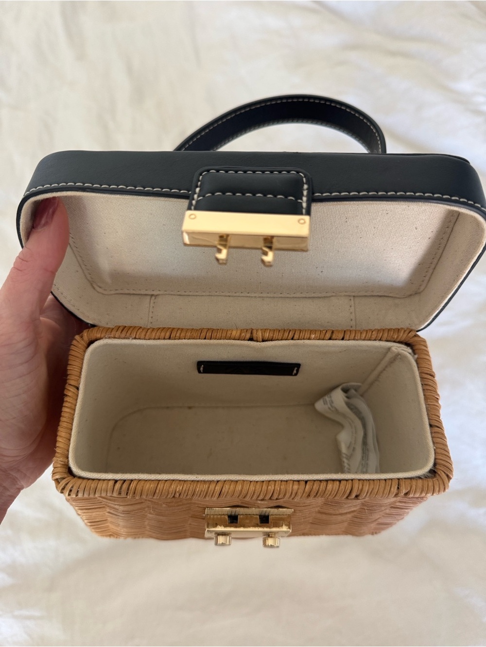 Zara Rattan Box Bag With Handle - Picture 4 of 5
